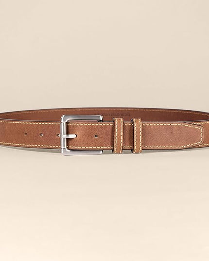 Amazon Essentials mens Stitched Edge Leather Belt