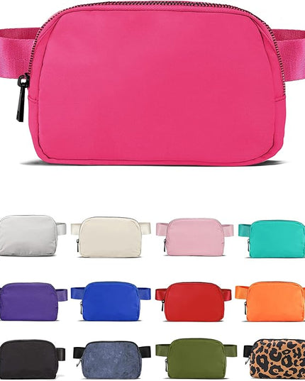 YOSHUYUKI Fanny Pack Cross Body Small Crossbody Bags for Women Men Trendy Nylon Waterproof Mini Purse Travel Running Belt Bag Lulu Dupes Bum Hip Chest Waist Pack Side Bag Must Have Hot Pink
