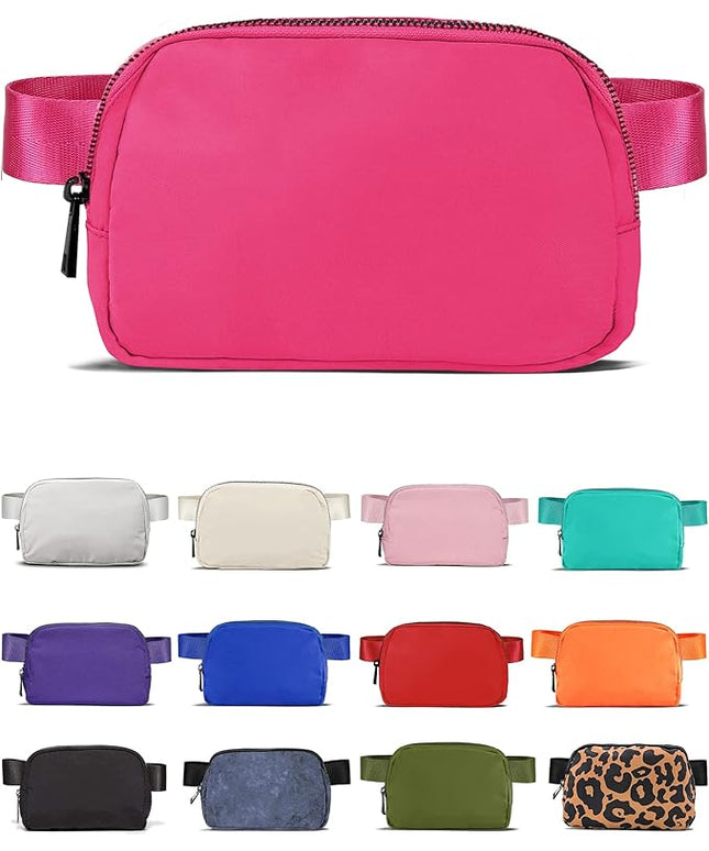 YOSHUYUKI Fanny Pack Cross Body Small Crossbody Bags for Women Men Trendy Nylon Waterproof Mini Purse Travel Running Belt Bag Lulu Dupes Bum Hip Chest Waist Pack Side Bag Must Have Hot Pink