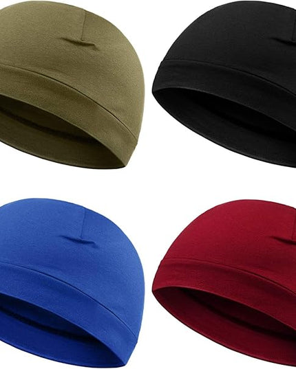 Syhood 4 Pcs Cotton Skull Caps for Men Women Breathable Beanie Thin Sleep Hat Night Running Cap Helmet Liner for Cycling Gym