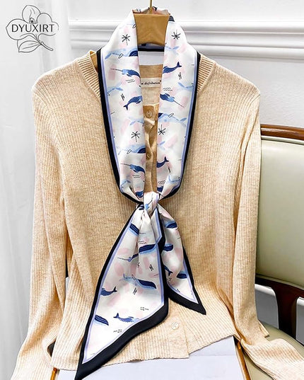Head Scarf Purse Handle Neck Satin Hair Scarfs For Bag Lightweight Silky Long Thin Women's Fashion Scarves 59 * 5.9”