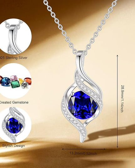 FANCIME Birthstone Necklace for Women Round Cubic Zirconia Necklace S925 Sterling Silver full Love Birthday Gifts for Mom Women