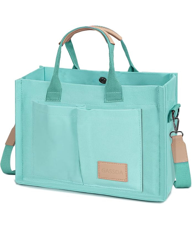 Canvas Tote Bag for Women Crossbody Work Purse with Pockets Top Handle Handbag Satchel Bags for Travel Nurse Teacher