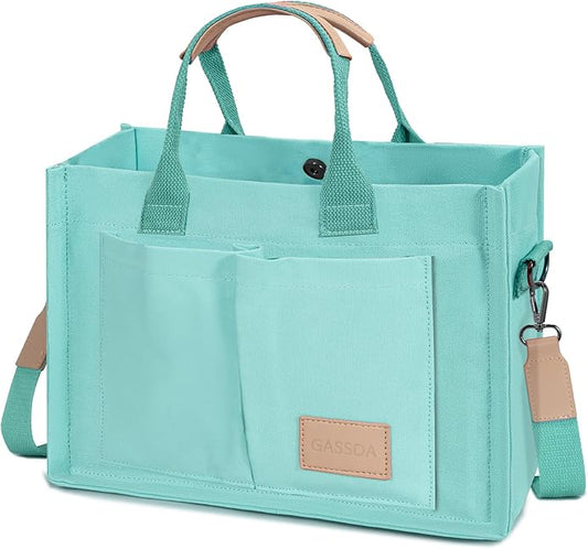 Canvas Tote Bag for Women Crossbody Work Purse with Pockets Top Handle Handbag Satchel Bags for Travel Nurse Teacher