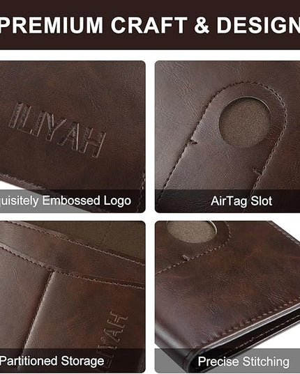 Passport Holder with AirTag Slot - Unisex Slim Travel Wallet, Passport Cover Card Organizer for Trips (Brown)