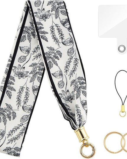ZOOEASS Phone Lanyard Charm with Tether Tab Neck Lanyards for ID Badges Car Key Women Cute Scarf Keychain Strap Around Neck