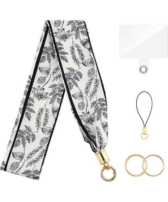 ZOOEASS Phone Lanyard Charm with Tether Tab Neck Lanyards for ID Badges Car Key Women Cute Scarf Keychain Strap Around Neck