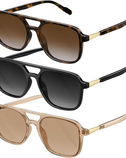 Retro Aviator Sunglasses for Women Men:Polarized Trendy Vintage 70s Rectangle Womens Shades Sun Glasses UV Protection
