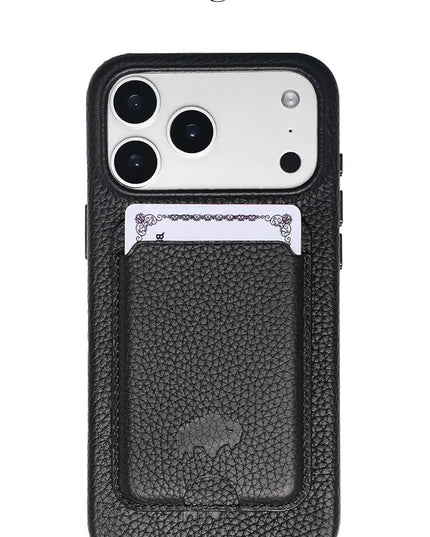 BLACKBROOK Leather Wallet for MagSafe, Duke Slim Full Grain Leather Card Holder, Holds up to 3 Cards, RFID Protection & Easy Access