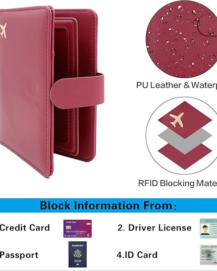 Melsbrinna Rfid Passport Holder for Travel women/Men, Cute Passport Wallet Rfid Blocking Card Slots, Rfid Passport Cover/CaseTravel Wallet, Passport Book Holder (1, Red3)
