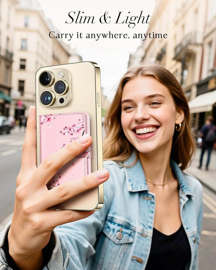 Shorogyt for Magnetic Phone Wallet Compatible with Magsafe Card Holder -Cute Luxury Slim Leather Mag Wallets for Women Fit 4 Cards,for iPhone 17/16/15/14/13/12 Series for Apple RFID Magnet, Watercolor