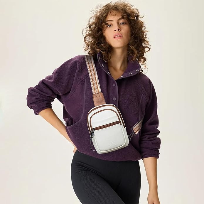 Sling Bag For Women Faux Leather Small Casual Daypack Backpack Fanny Pack Crossbody Chest Bags Purse