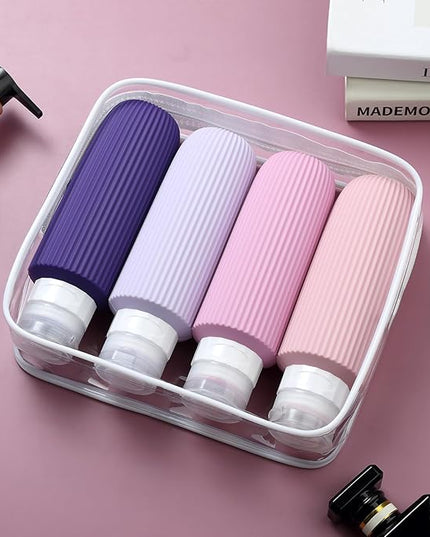 Travel Bottles for Toiletries, Large 6oz Travel Size Containers, BPA Free Leak Proof Tubs Refillable Liquid Accessories with Toiletry Bag for Cometic Shampoo and Lotion Soap (4 Pack)