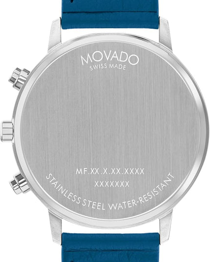 Movado Face Men's Watch - Swiss Quartz Chronograph Movement, Leather Strap - 3 ATM Water Resistance - Luxury Fashion Timepiece for Him - 43mm
