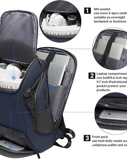 BANGE Business Laptop Smart backpack Can Hold 15.6 Inch Laptop Commute Backpack Carry on bag for men and women (Blue)