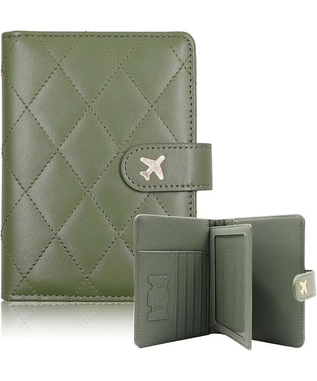 Melsbrinna Rfid Passport Holder for Travel women/Men, Cute Passport Wallet Rfid Blocking Card Slots, Rfid Passport Cover/CaseTravel Wallet, Passport Book Holder (1, LG GREEN)
