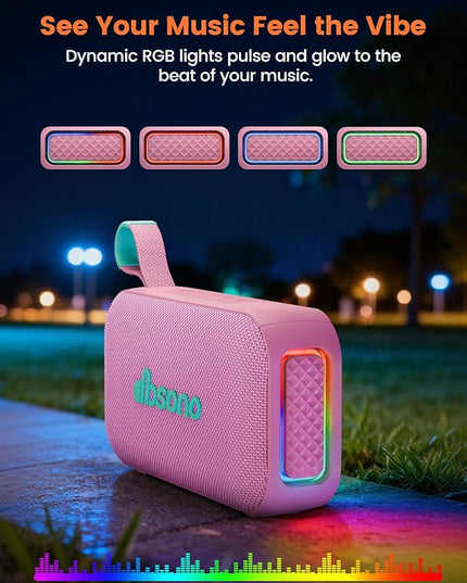 Bluetooth Speaker Stereo 20W Loud Sound: 30H Playtime, IPX5 Water Resistant, Portable Wireless Speakers, Powerful Bass, Lightshow, Birthday Gifts for Men/Adults/Teens, Beach Vacation Essentials, Pink