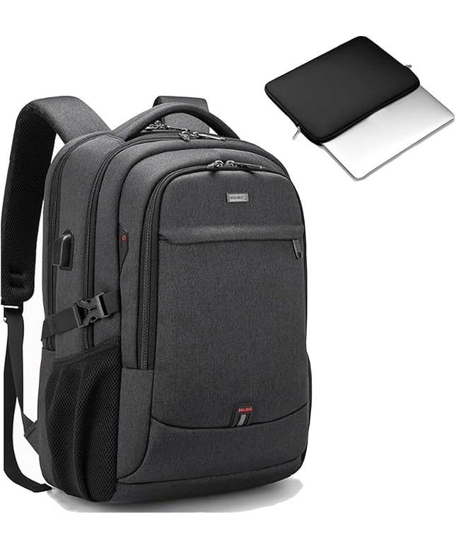 DUSLANG 17 Inch Laptop Backpack for Travel Water Resistant College Bookbag for Men/Women Laptop Bag with USB Charging Port and Tablet Sleeve Bag Compatible Protective Case, Black