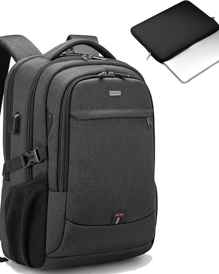 DUSLANG 17 Inch Laptop Backpack for Travel Water Resistant College Bookbag for Men/Women Laptop Bag with USB Charging Port and Tablet Sleeve Bag Compatible Protective Case, Black
