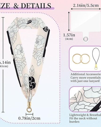 ZOOEASS Phone Lanyard Charm with Tether Tab Neck Lanyards for ID Badges Car Key Women Cute Scarf Keychain Strap Around Neck