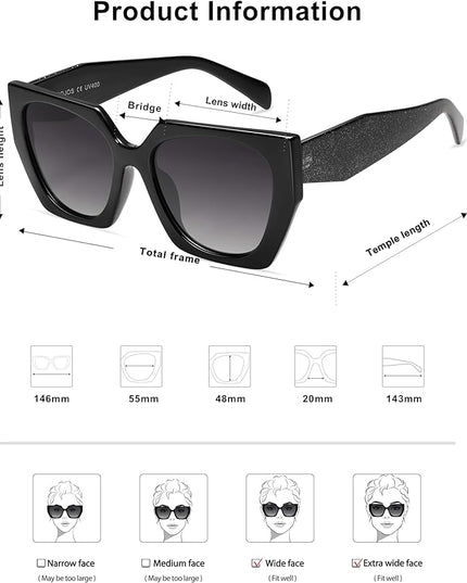 SOJOS Large Oversized Polarized Sunglasses for Women, Big Designer Womens Trendy Square Shades SJ2205