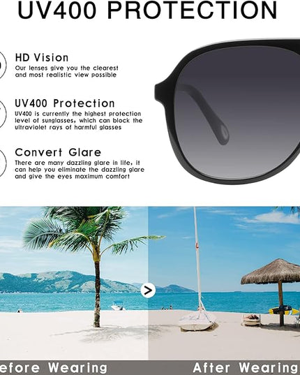 YDAOWKN Retro Square Aviator Sunglasses for Womens Mens Vintage 70s Double Bridge Sun Glasses