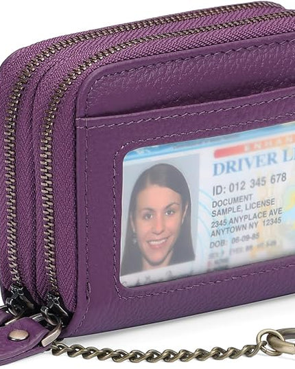 GOIACII Small Genuine Leather Wallet for Women, RFID Blocking Credit Card Holder Wallet