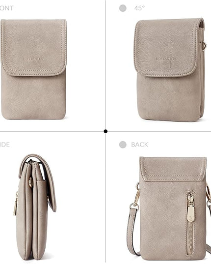 BOSTANTEN Vegan Leather Small Crossbody Bags for Women Designer Cell Phone Bag Wallet Purses Adjustable Strap
