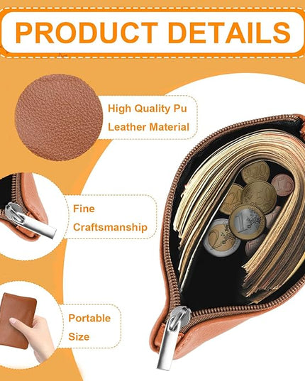 4Pcs Small Coin Purse,Leather Zipper Pouch Change Purse With Zipper Coin Pouch for Men Women Small Coin Bag Portable Change Wallet Mini Coin Pocket Pouch Change Holder for Women Change Purse for Coins
