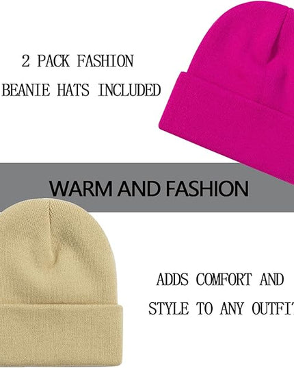 ZOORON 1&2 Pack Beanie for Men Women Slouchy Beanie Hats Winter Knit Caps Soft Ski Hat Unisex
