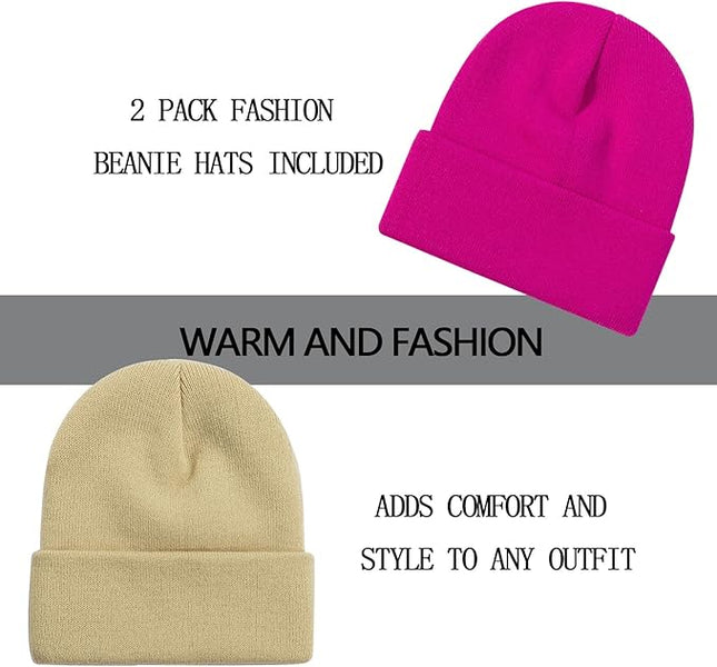 ZOORON 1&2 Pack Beanie for Men Women Slouchy Beanie Hats Winter Knit Caps Soft Ski Hat Unisex