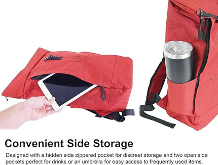 Rockville RPAK BURNED RED Backpack Bag, Padded 15" Laptop Pocket, Durable Nylon, Adjustable Straps, Hidden Zippered Compartment, Ideal for Daily Use and Gear Transport