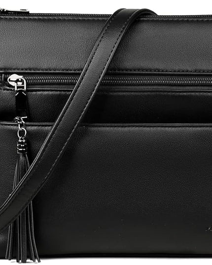 MASINTOR Crossbody Bags for Women, Lightweight Medium Crossbody Purse, Soft Leather Women's Shoulder Handbags with Tassel