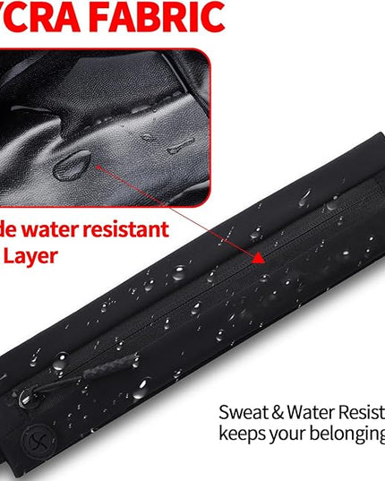 USHAKE Slim Running Belt for Women Men-Runners Phone Holder Fanny Pack, Adjustable, Bounce Free Waist Pouch bag for Workout, Money Belt, Run Gear Accessories Black Nude