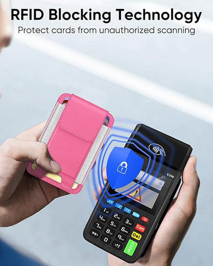 FINPAC MagSafe Wallet, Magnetic Card Wallet Holder for iPhone 17/16/15/14/13/12 Series, Safe RFID Blocking Slim Leather 6 Card Holder for Women Men