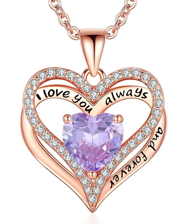S925 Sterling Silver Necklace for Women, Wife Jewelry Rose Gold, Mom Birthday Valentines Mothers Day Gifts, Girlfriend Necklaces, Daughter Heart Jewel, Anniversary for Her