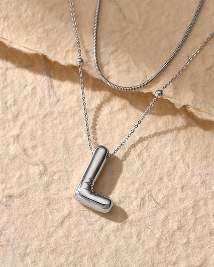 LUCA SMITH Initial Necklaces for Women, Dainty Balloon Bubble Letter, Name Letter Alphabet Pendant Layered Choker Chain Jewelry Gift
