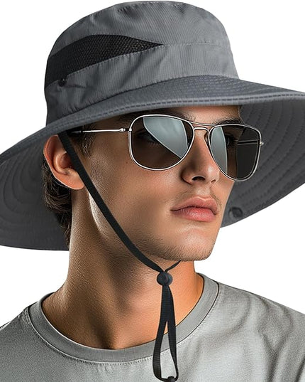 NPQQUAN Sun Hats for Men Women with Neck Flap UPF 50+ UV Protection Wide Brim Bucket Hat Safari Hiking Fishing Hats