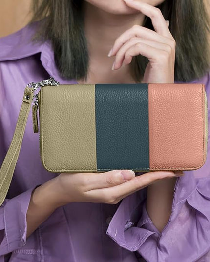Moflycom Womens Wallet RFID Blocking Genuine Leather Multi Credit Card Large Capacity Zip Around Clutch Travel Purse Wristlet