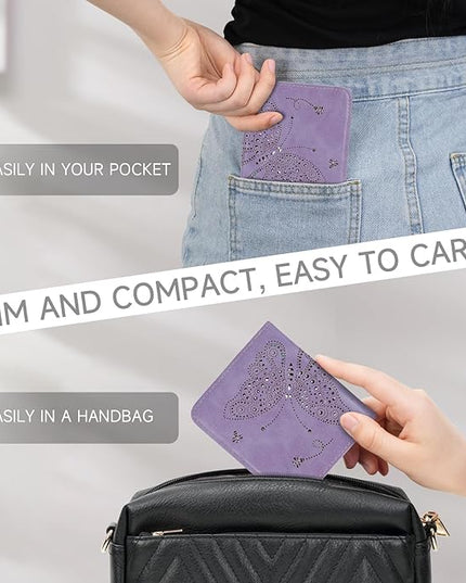 KITEVIUN Small RFID Wallet Women Ultra Thin Slim Womens Wallet Mini Compact Bifold Pocket Ladies Wallets for Women LIGHT-PURPLE