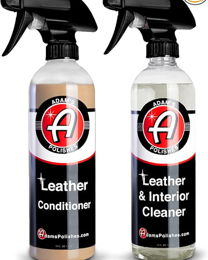 Adam's Polishes Leather Care Kit - Leather Cleaner & Conditioner Car Cleaning Supplies | UV Protection for Interior Accessories Steering Wheel Seat Dash Vinyl Shoe Polish Jacket