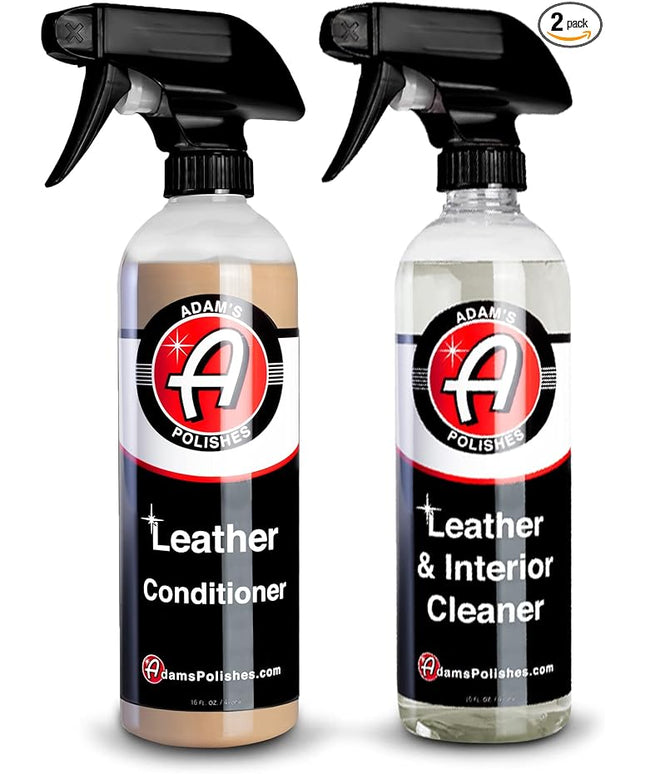 Adam's Polishes Leather Care Kit - Leather Cleaner & Conditioner Car Cleaning Supplies | UV Protection for Interior Accessories Steering Wheel Seat Dash Vinyl Shoe Polish Jacket