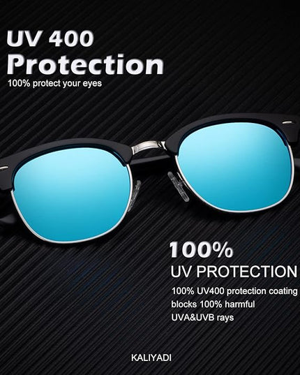 KALIYADI Polarized Sunglasses for Men and Women Semi-Rimless Frame Driving Sun glasses UV Blocking