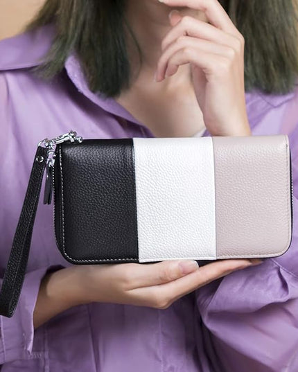 Moflycom Womens Wallet RFID Blocking Genuine Leather Multi Credit Card Large Capacity Zip Around Clutch Travel Purse Wristlet