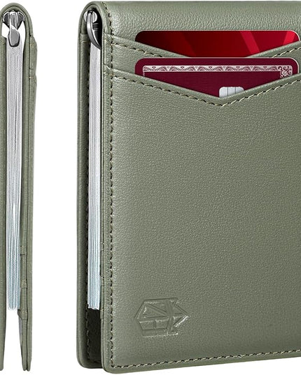 Zitahli Wallet for Men-6 Slots ID Window-Mens Wallets-Slim Wallet Classic Spring Money Clip RFID Blocking-Gift for Men