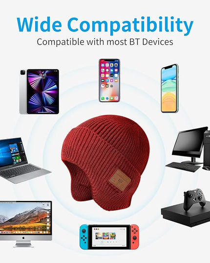 Bluetooth Beanie for Men Women, HD Stereo Sound Beanie with Headphones, Unique Tech Gifts for Men Husband Him Teen