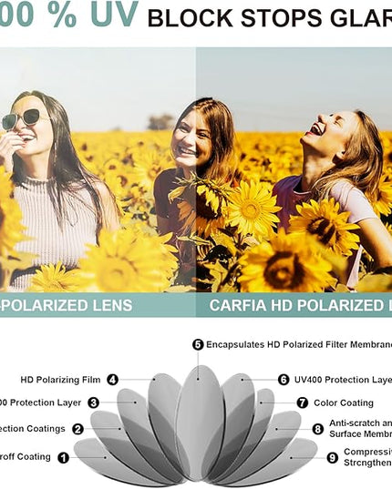 CARFIA Acetate Oversized Square Polarized Sunglasses for Women UV Protection Retro Trendy Big Shades