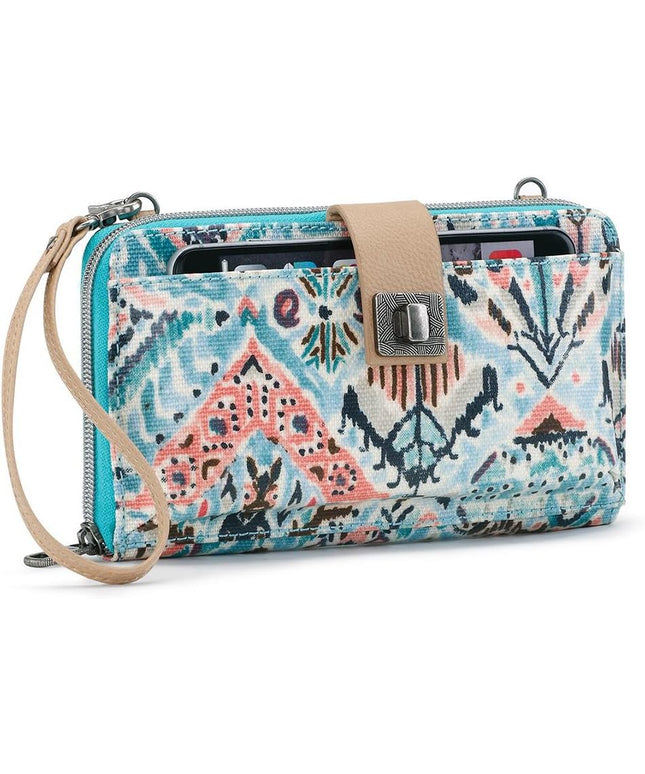Sakroots Artist Circle Smartphone Crossbody in Coated Canvas, Detachable Wristlet Strap