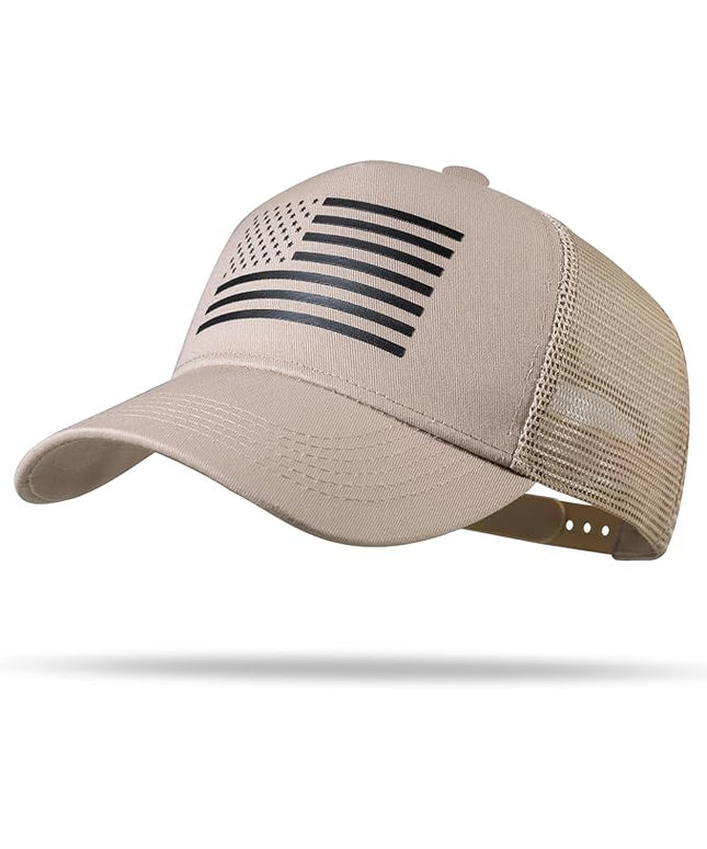 American Flag Trucker Hat - Snapback Hat, Baseball Cap for Men Women - Breathable Mesh Side, Adjustable Fit - for Casual Wear