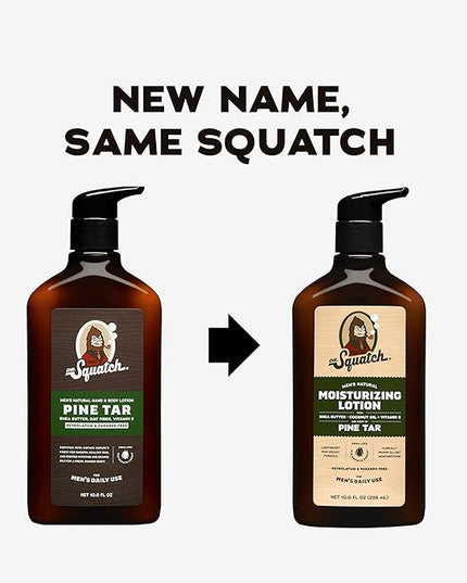 Dr. Squatch Natural Hand and Body Lotion for Men - Made with Shea Butter, Coconut Oil, Vitamin E for 24-Hr Moisturization - Pine Tar (10 fl oz, 2-Pack)